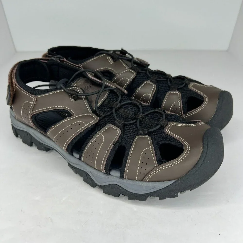 Eddie Bauer Mens Stewart 82131 Brown Black Lace Up Round Toe Size 10M Sandals